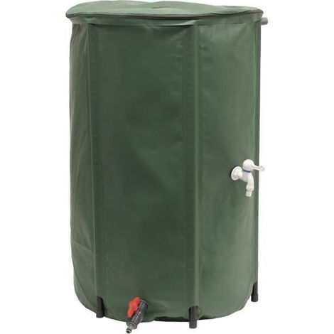 1 récupérateur d'eau 250 l, pliable, pvc 650 g/m², 2 robinets, ø 60 x h 88 cm, jardin