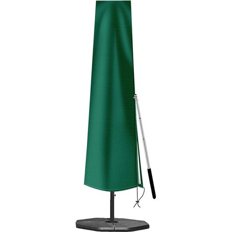 Funda impermeable para sombrilla, 190 x 50 x 30 cm, con mástil, resistente a los rayos UV, para sombrillas voladizas, resistente al sol, tejido Oxford, verde. (1/4)