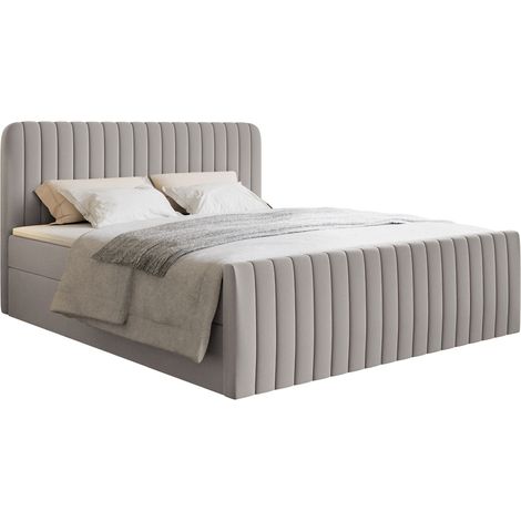 Selsey Saliano - Boxspringbett 200x200 mit Bettkasten, Topper und Chenille-Bezug, Greige (1/5)