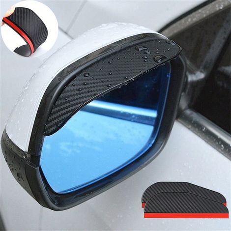 2 pcs Pare-soleil pour rétroviseur de voiture, Couverture soleil/pluie pour rétroviseur en fibre de carbone, Accessoires de voiture (1/5)