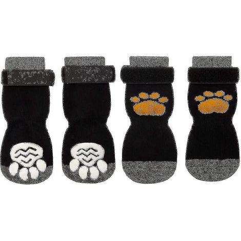 Rutschfeste Hundesocken (2 Paar) – Weich und verstellbar – Optimaler Pfotenschutz – Griffige Socken mit Riemen – Gelb