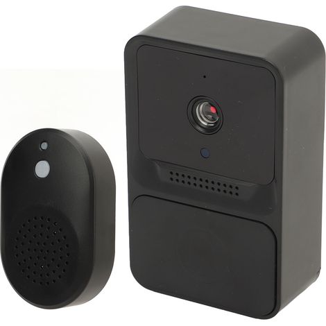 Interphone vidéo avec communication bidirectionnelle sans fil, fonction de réveil actif, surveillance mobile, Wi-Fi, noir (1/5)
