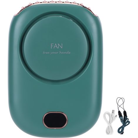 Ventilateur de cou sans pales, portable et rechargeable par USB, idéal pour le sport et les voyages - Vert