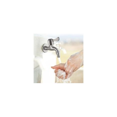 Distributore d'acqua filtrata a parete in acciaio inox Crezuo, rubinetto antispruzzo, portatile per bagno esterno.