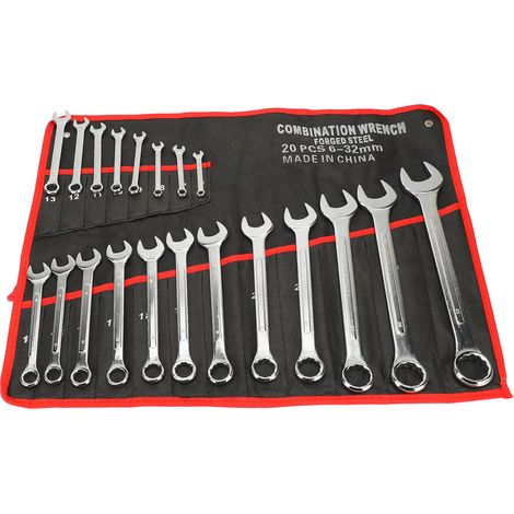 20 pièces set de clés acier chrome vanadium portable grande ouverture clé étoile double extrémité pour réparation, entretien (1/5)