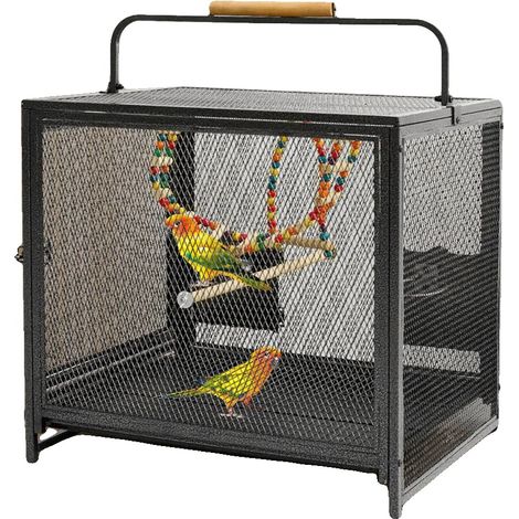 Gabbia per uccelli, design portatile, maggiore sicurezza, nera (1/2)