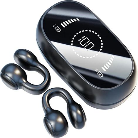 Cuffie sportive, leggere, con gancio auricolare, wireless, con design aperto, auricolari Bluetooth 5.3, colore nero. (1/5)