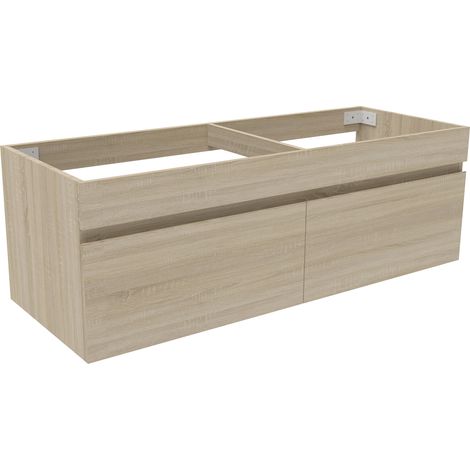 Aica Ensemble de meuble Salle de Bain sans compter vasque 120cm Chêne + 2 portes