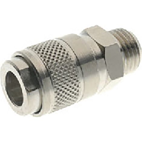 Coupleur d'air RS PRO, Filetage vers Femelle G 1/8 Mâle 1/8pouces en Laiton nickelé ( Prix pour Paquet de 10 ) (1/2)