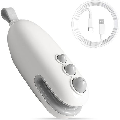 Mini Scelleur,Portable Scelleuse pour Sacs Scelleur Thermique 2 en 1 avec Cutter Coupe Et Scelle Les Sacs Plastiques (Blanc),Rechargeable Scellant Alimentaire avec Cable USB (1/5)