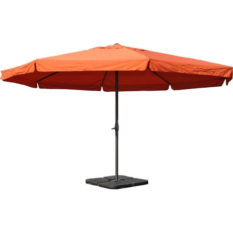[NEUWERTIG] Sonnenschirm Carpi Pro, Gastronomie Marktschirm mit Volant Ø 5m Polyester/Alu 28kg terracotta mit Ständer