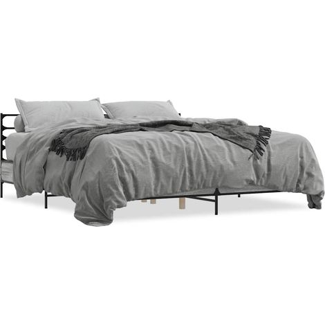 Maison Exclusive - Bettgestell Grau Sonoma 200x200 cm Holzwerksto (1/5)