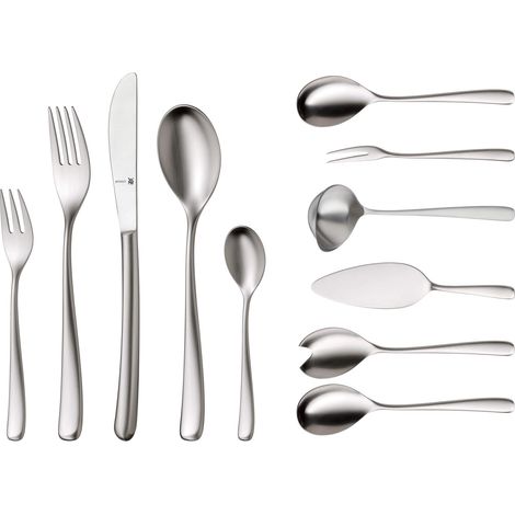 Vision set de couverts pour 12 personnes, 66 pièces, 60 pièces avec couverts de service, couteau à manche creux, finition mate, résistant aux rayures, passe au lave-vaisselle (1/5)