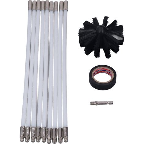 33-teiliges Kaminreinigungsbürsten-Set, 40 cm, flexible PP-Borsten für Wäschetrocknerabluftrohre, mit Klebeband, kompatibel mit elektrischen Bohrmaschinen (1/5)