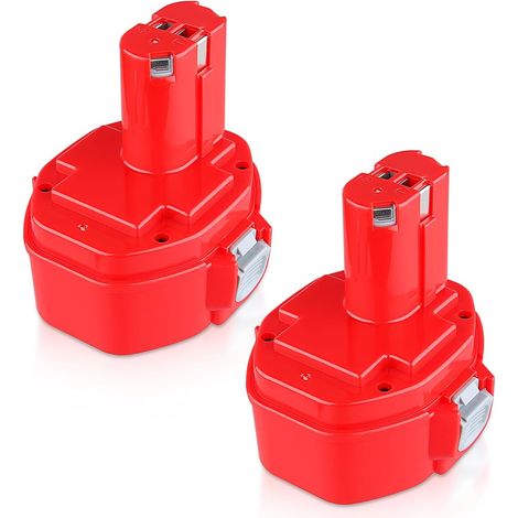 Lot de 2 batteries de rechange Ni-MH 14,4 V 4800 mAh pour Makita 14,4 V compatible avec PA14 1420 1422 1433 1434 1435 193062-6 193157-5 193158-3 193985-8 10511 D 4033D 5094D 6280D 8280D JR140D (1/5)