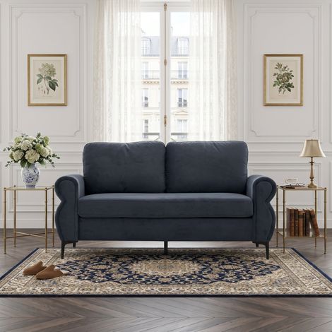 2-Sitzer-Stoffsofa, 173,5 x 81 x 92 cm, Taschenfedern und HR-Schaum, dunkelgrau OKMYHOME (1/5)