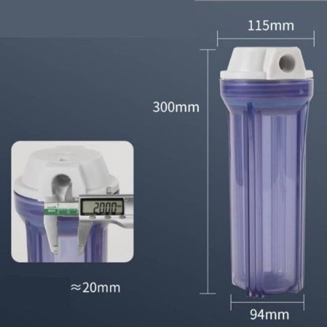 Boîtier De Filtration - Transparent Avec Couvercle Plat Blanc - Pour Systèmes D'osmose Inverse Et De Filtration - 10 Pouces - 1/2" - NSF 42 (1/3)