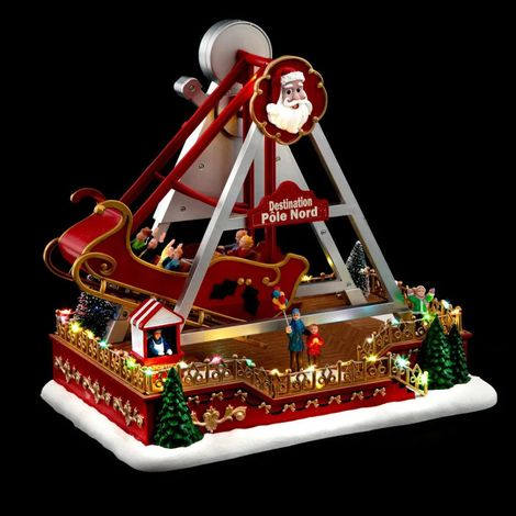 Fééric Lights And Christmas – Village de Noël traineau du Père Noël animé – 41 LED multicolores – Dimensions L. 31,5 x P. 22,5 x H. 33 cm – Poids 1,16 kg (1/5)
