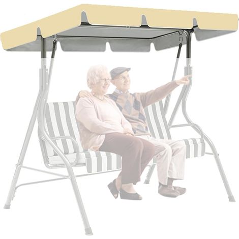 Replacement canopy for swing seat,outdoor garden swing canopy top cover, 2/3 Seater Sizes Hammock Cover Top Garden Outdoor Furniture Swing Chair roof canopy replacement(195x125x15cm) (Beige) (1/5)