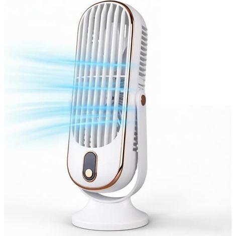 Ventilateur de table, ventilateur silencieux à 5 vitesses, ventilateur de bureau portable adapté au bureau, à la chambre et à une utilisation en extérieur (blanc). (1/5)