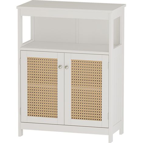 Mobiletto bagno Rosario, Bianco, 60 x 80 cm con ante e vano a giorno, Vicco (1/5)