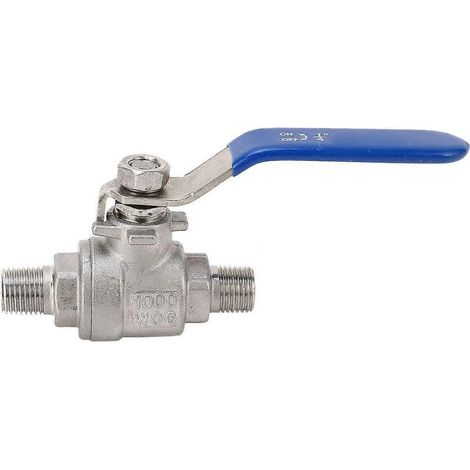 Vanne à bille 1/4 pouce NPT DN8 mâle, raccord droit en deux parties en acier inoxydable (1/4)