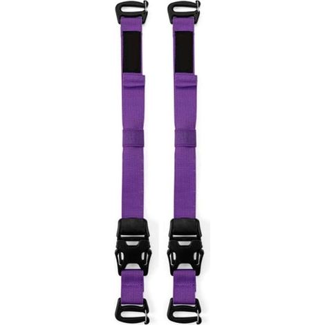 Lot de 2 sangles de bagage réglables avec sections élastiques et boucles pour camping, randonnée, voyage, tapis de couchage, tentes, sacs à dos, noir, 49,5 x 2,5 cm (violet) (1/5)