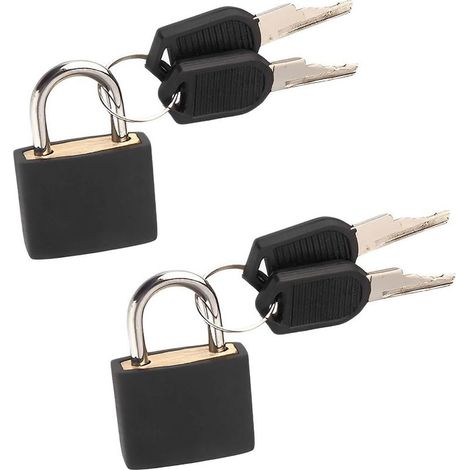 2 Pièces Cadenas à Bagage, Cadenas Valise avec Clé, Mini Cadenas avec Clé, Petit Cadenas de Sécurité avec Clé (Noir) (1/5)