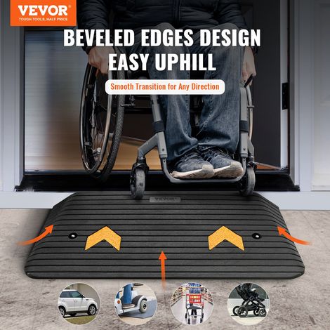 Rampe de Seuil Hauteur 7,6 cm Rampe Trottoir Caoutchouc avec 1 Canal Capacité Charge 15 tonnes Surface Texturée Antidérapante pour Fauteuil Roulant Voitures Scooter Quai Garage 90,2x45,7x7,6 cm (1/5)