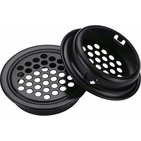 Runde Lüftungsgitter aus Edelstahl, 10 Stück, Schwarz, für Schränke, Küchenmöbel (1/4)