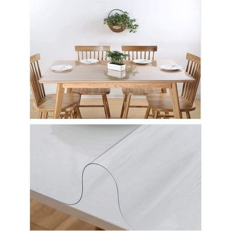 Madeinnature – Nappe cristal transparente épaisse 0.75mm – Protection table en PVC – Ronde ou rectangulaire – Imperméable et antidérapante – 140x140 cm