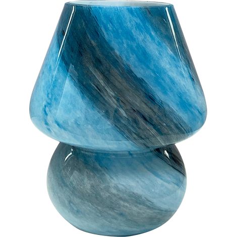 Lampe champignon, petite lampe de chevet en verre à intensité variable, veilleuse pour chambre, salon, cuisine, maison, prise USB, bleue (1/2)