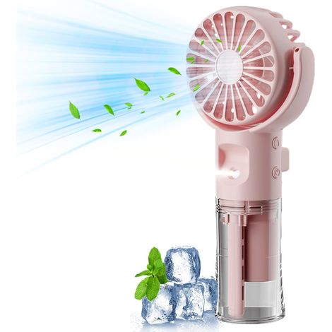 Ventilateur manuel avec refroidissement par eau, Ventilateur manuel portable USB rechargeable, 4 vitesses, Mini ventilateur avec refroidissement par eau à main, Ventilateur à main avec batterie (1/5)