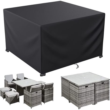 1 Housse Table De Jardin, Tissu Oxford 600D, Imperméable, Avec Sangles Et Boucles, Pour Mobilier Extérieur (1/5)