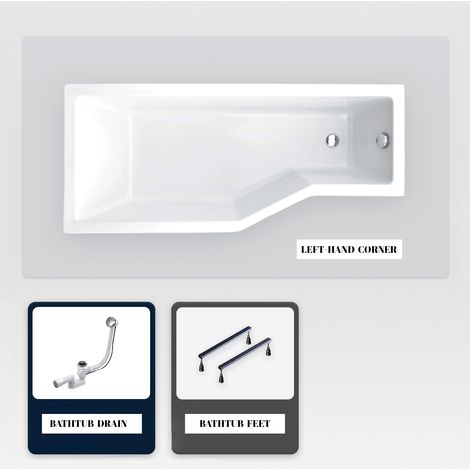 Vasca asimmetrica - 150 x 75 cm - Sinistra - senza Rivestimento - con Piedini - Scarico Cromato - INTEGRA (1/5)