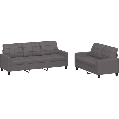 Maison Exclusive - Ensemble de canapés 2 pcs avec coussins Gris Similicuir (1/5)