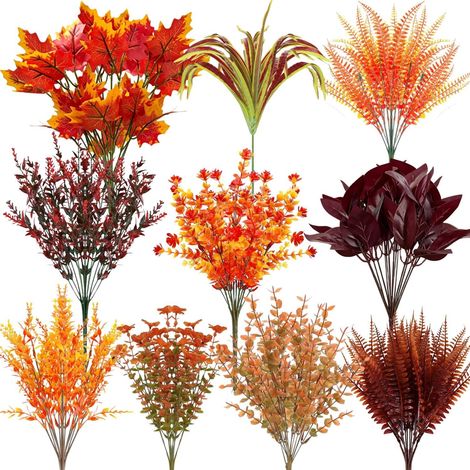 Set of 10 artificial autumn flowers (1/5)