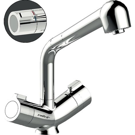 Mitigeur de lavabo/paillasse bébé thermostatique monotrou Mastermix à douchette extractible