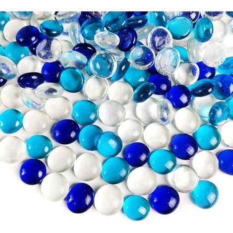 Blue Glass Pebbles Decorative Stones Vase Filler Stones Flower Pot Gemstones Aquarium Gravel Home Decor (1/5)