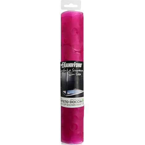 Tappeto antiscivolo per doccia ad angolo Mod. Margherita 59 x 59 cm in PVC fucsia con ventose di sicurezza tappetino doccia vasca Fucsia 59x59 Cm Angolo