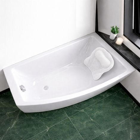 ECOLAM Badewanne HELA 150x90 cm rechts  + Acrylschürze + Kopfkissen Mare Eckbadewanne Acrylwanne (1/5)