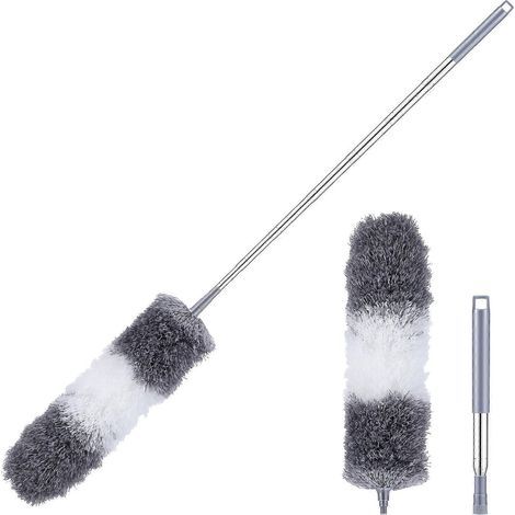 Plumeau à franges avec manche extensible, plumeau en microfibre, nettoyeur de poussière, plumeau flexible, nettoyeur de ventilateur, plumeau de plafond-39.00X8.00X3.00CM (1/5)