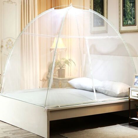 Moustiquaire lit & jardin dôme pop up fermeture zippée 150 x 200 cm (1/4)