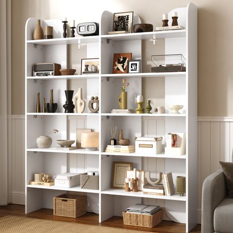 Librería abierta de 160x135x25 cm, estantería independiente de 5 niveles con separadores, mueble que ahorra espacio - blanco (1/5)