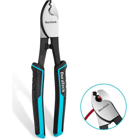 DURATECH Pince Coupe-Câbles 200 mm, Pince Coupante Électricien avec Fonction de Dénudage, Outil d’Électricien Professionnel à Haute Dureté, pour Couper les Câbles en Cuivre, Aluminium et Électriques