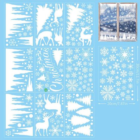 Autocollant Noel - PVC - Electrostatique - Pour Fenetres Vitres Portes - 9 Unites - 20 X 30 Cm (1/5)