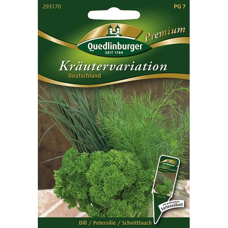 Quedlinburger Saatgut – Assortiment d'herbes « Allemagne » – Graines d'herbes aromatiques, aneth, persil et ciboulette