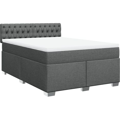 Maison Exclusive - Cama box spring con colchón tela gris oscuro 1 (1/5)
