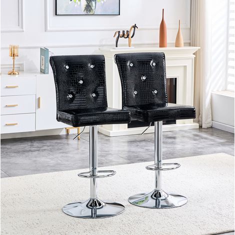 Sgabello bar vintage in PVC nero 89,5 cm OKMYHOME (1/5)