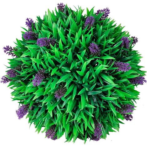 Set aus 2 künstlichen Buchsbaumkugeln mit Lavendel 30 cm